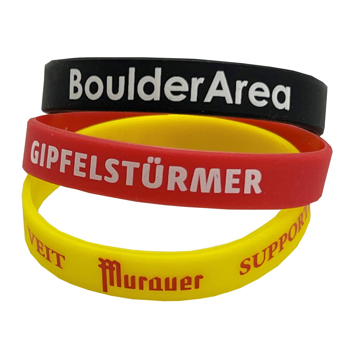 Bedruckte Silikonarmbänder mit individuellem Text