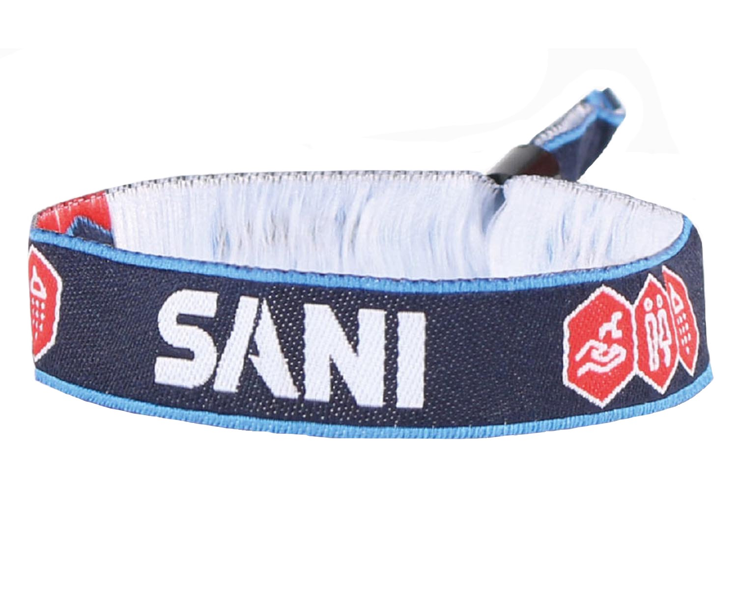 Hochwertiges Stoffarmband mit gewebtem Logo