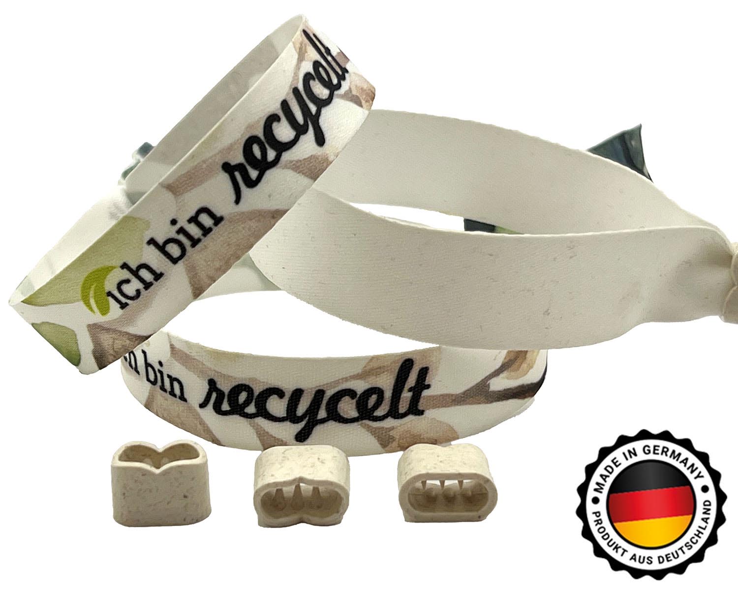 Fabric Wristband Custom Print from rPET 17mm Nachhaltige Stoffarmbänder aus recycling Materialien