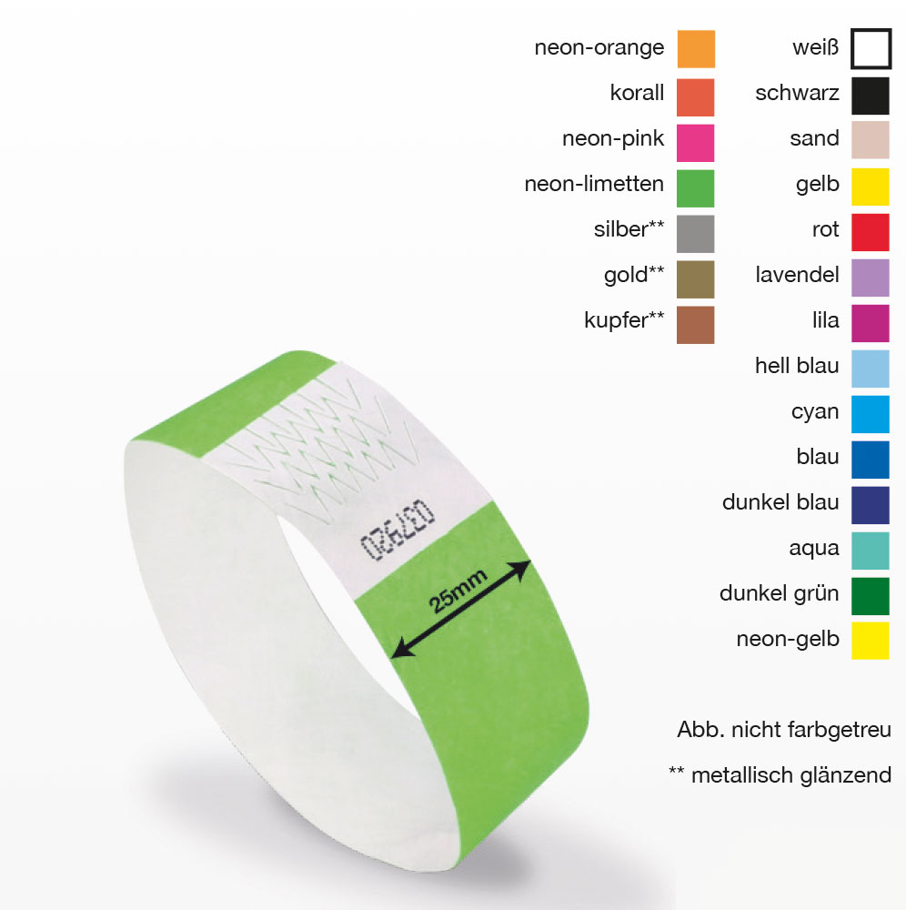 tyvek-unbedruckt-25mm-farben Einlassband aus Papier